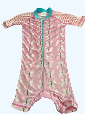 Hanna Andersson Pink Butterfly Short-Sleeve Kids Rashguard